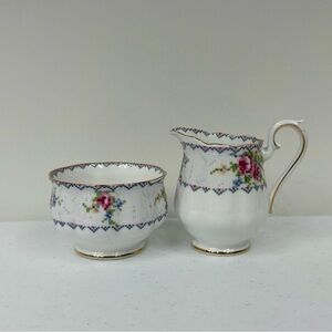 Royal Albert Petit Point Creamer and Open Sugar Bowl Made in England in GUC